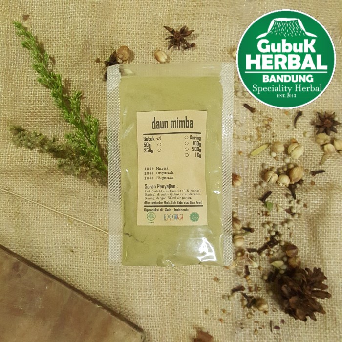 

DAUN MIMBA/MIMBO BUBUK 100 GRAM - Azadirachta Indica - MURNI TANPA GULA - BUBUK HALUS