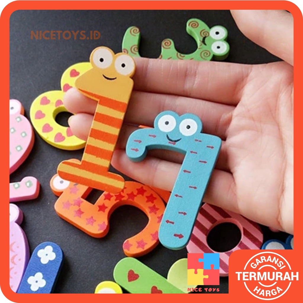 Alphabeth and Number Magnet EVA Wooden Magnet Huruf Angka Magnet  Huruf Puzzle Huruf Magnet Alphabet Magnet Kulkas Mainan Huruf Kayu Puzzle Magnet Puzzle Kayu