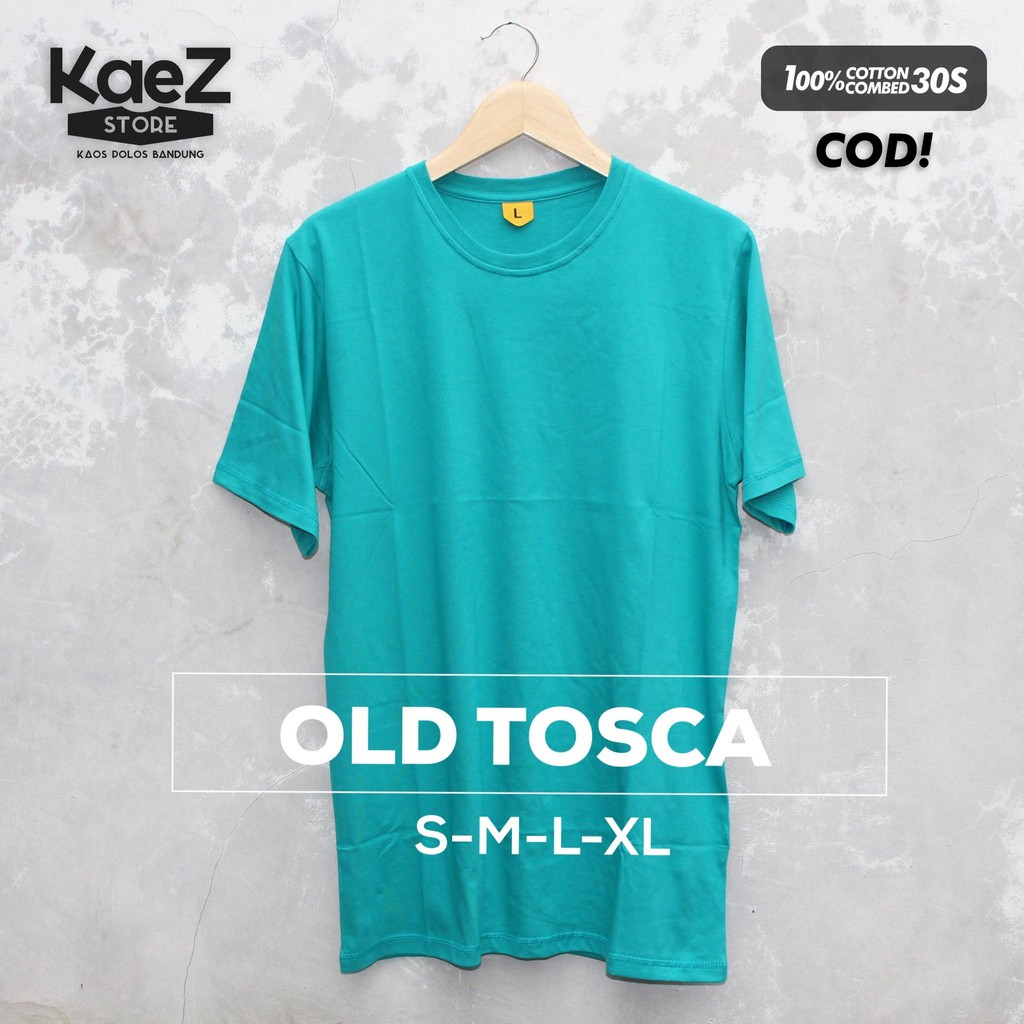 Baju Kaos Polos Oblong Bandung OLD TOSCA Hijau Toska  cewek cowok Cotton Combed 30s