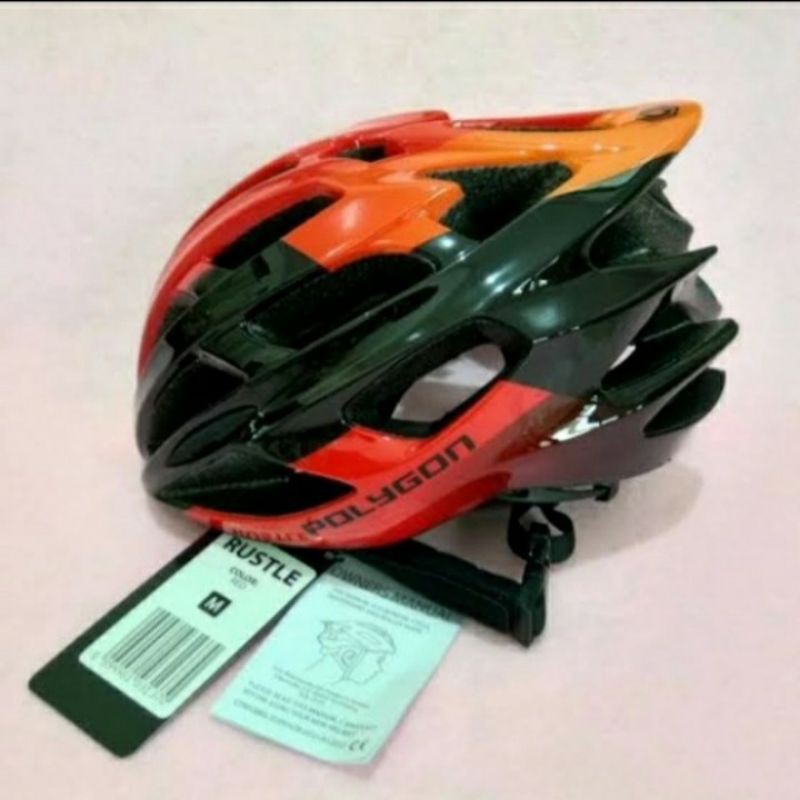 Helm Sepeda Polygon Rustle Glossy Black Red For Road Bike RB Balap Original