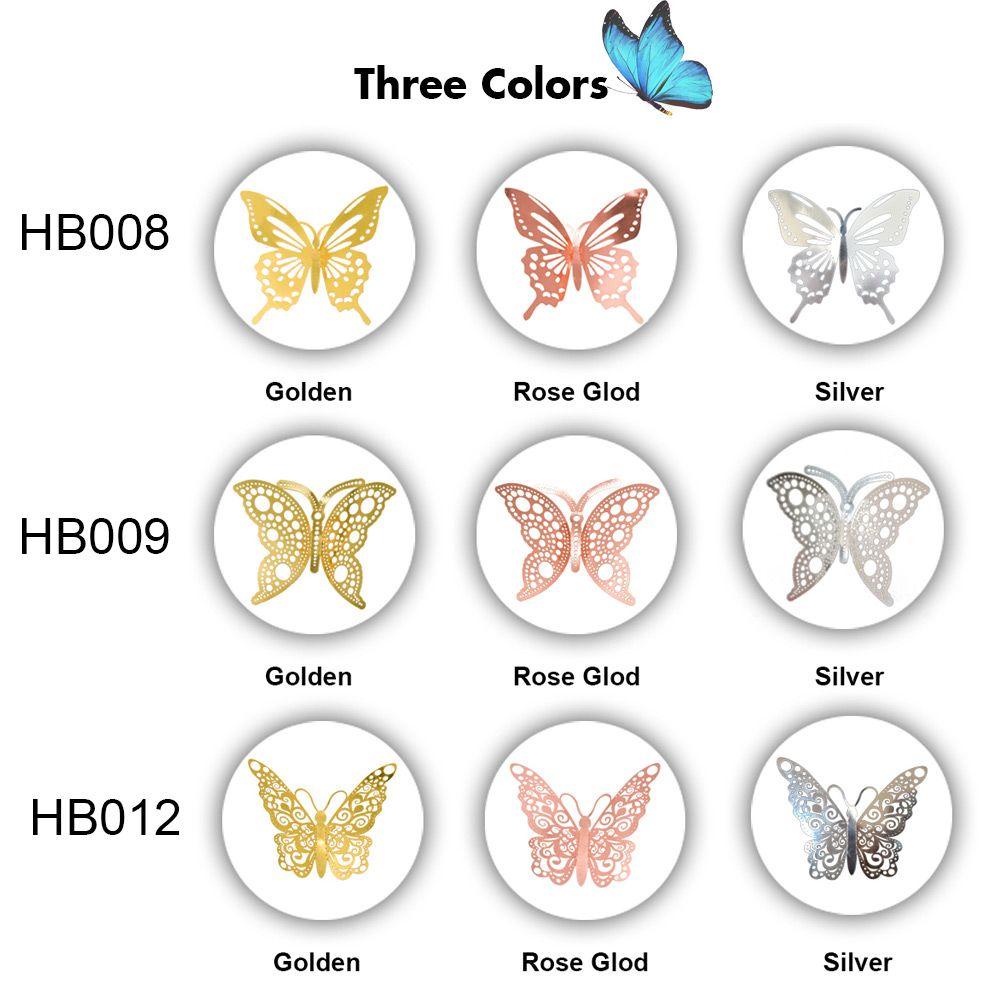 Populer 12pcs /set 3D Butterfly Stiker 12pcs /set Perlengkapan Dekorasi Rumah Pesta Wall Art