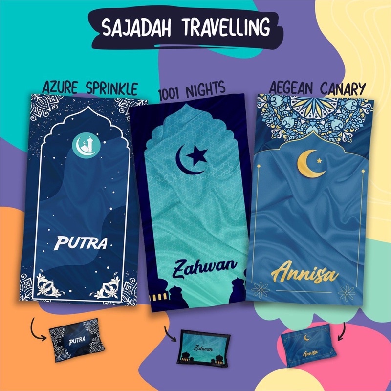 Sajadah Nama Custom / Sajadah travel / Sajadah Motif Size Reguler Standart / Souvenir Tahlilan