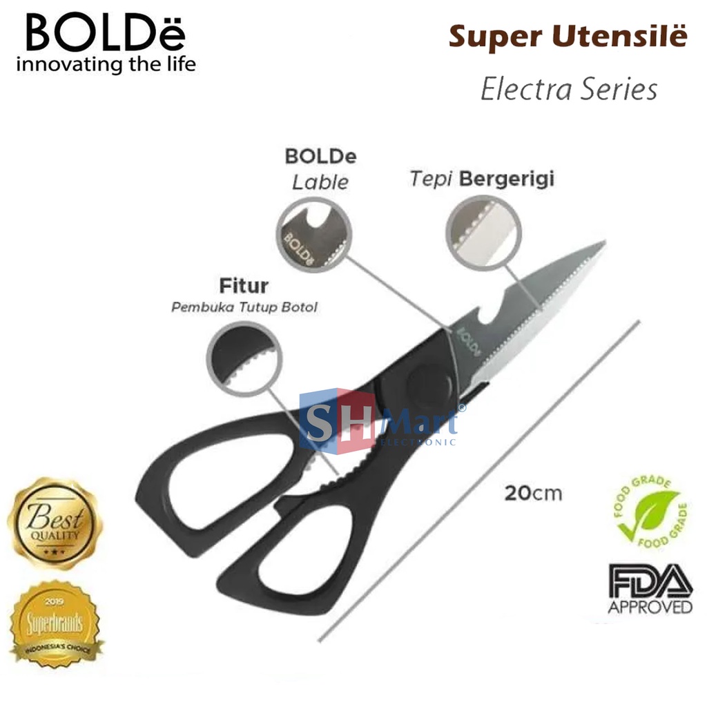 BOLDE KNIFE SET PISAU SET + GUNTING SUPER UTENSILE ELECTRA SERIES ORIGINAL