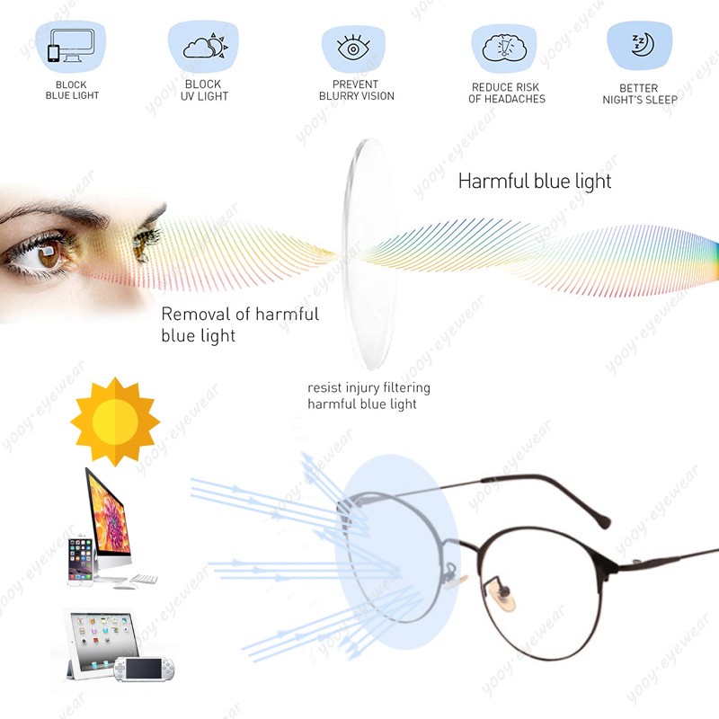 Kacamata Photochromic Anti Radiasi Bingkai Bulat Bahan Metal Untuk Pria Dan Wanita