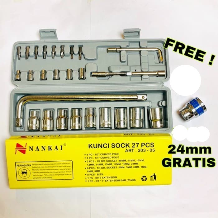 Paket NANKAI Kunci sock set 27pcs + Mata Shock 24 MM