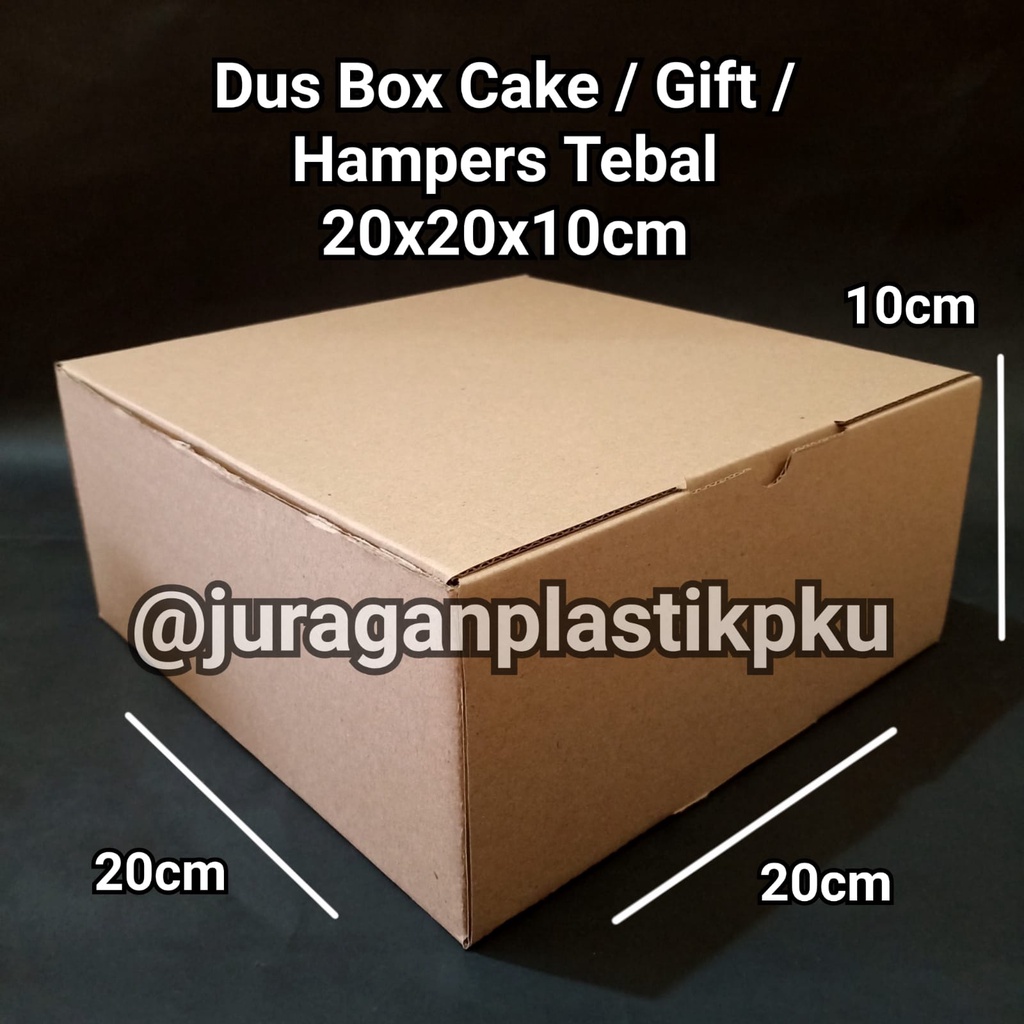 

Dus Box 20x20x10 cm | Kotak Kemasan Cake / Gift / Hampers Souvenir Hadiah Kue Kraft Coklat 20x20