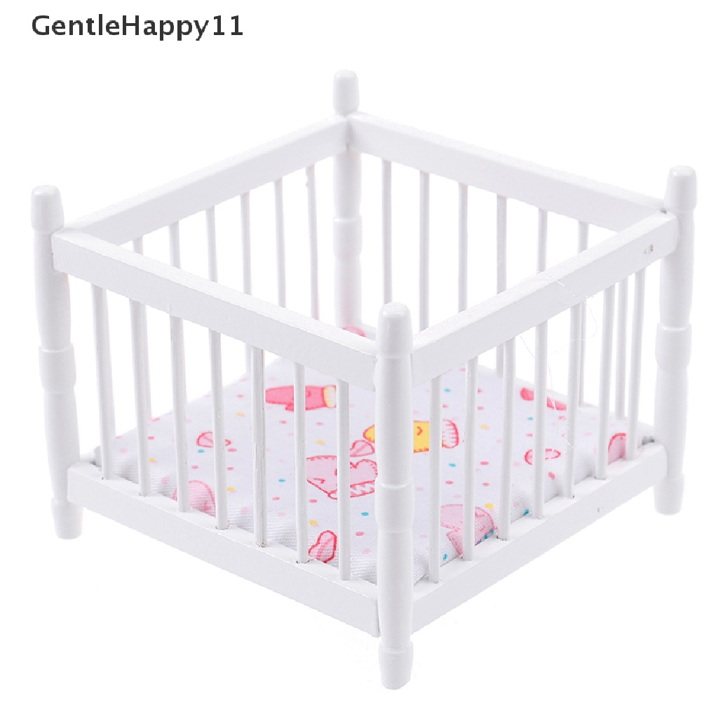 Gentlehappy Mainan Miniatur Ranjang Bayi Bahan Kayu Untuk Aksesoris Rumah Boneka 1: 12