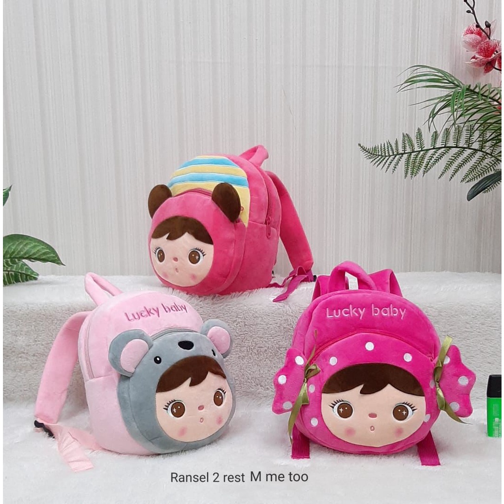 Tas ransel anak paud import boneka metoo lucky baby pretty angela korea souvernir koala panda