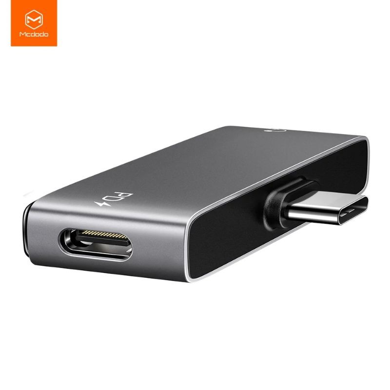 Mcdodo Audio Converter USB TYPE C To Type C &amp; Aux 3.5mm support iPad &amp; Android 60W PD Fast Charging