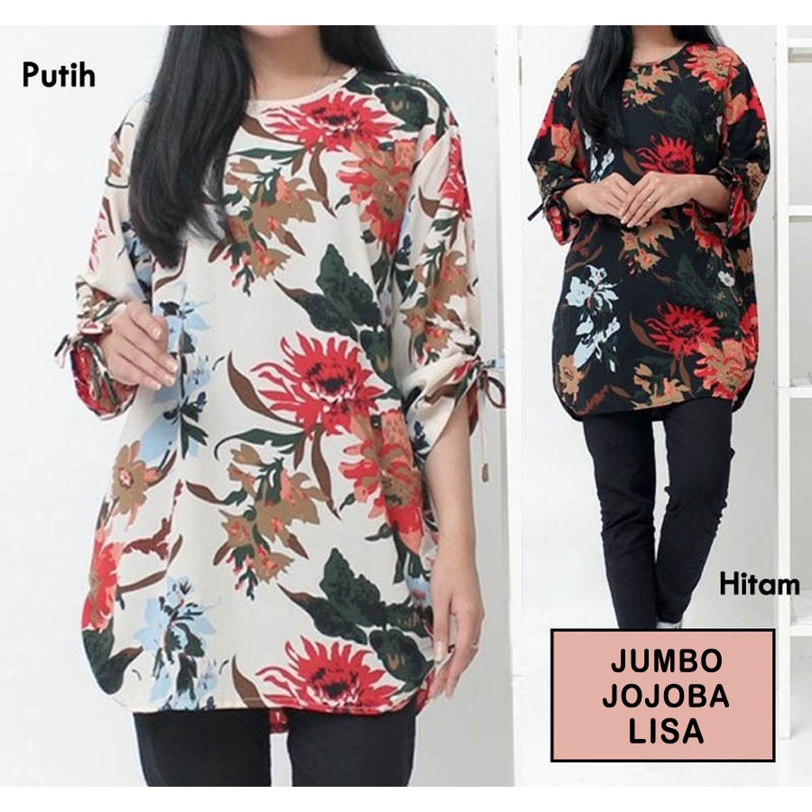 BIGCLO - (COD) LD 120cm Baju Blouse Jumbo Atasan Wanita Jojoba Big Size Motif Bunga