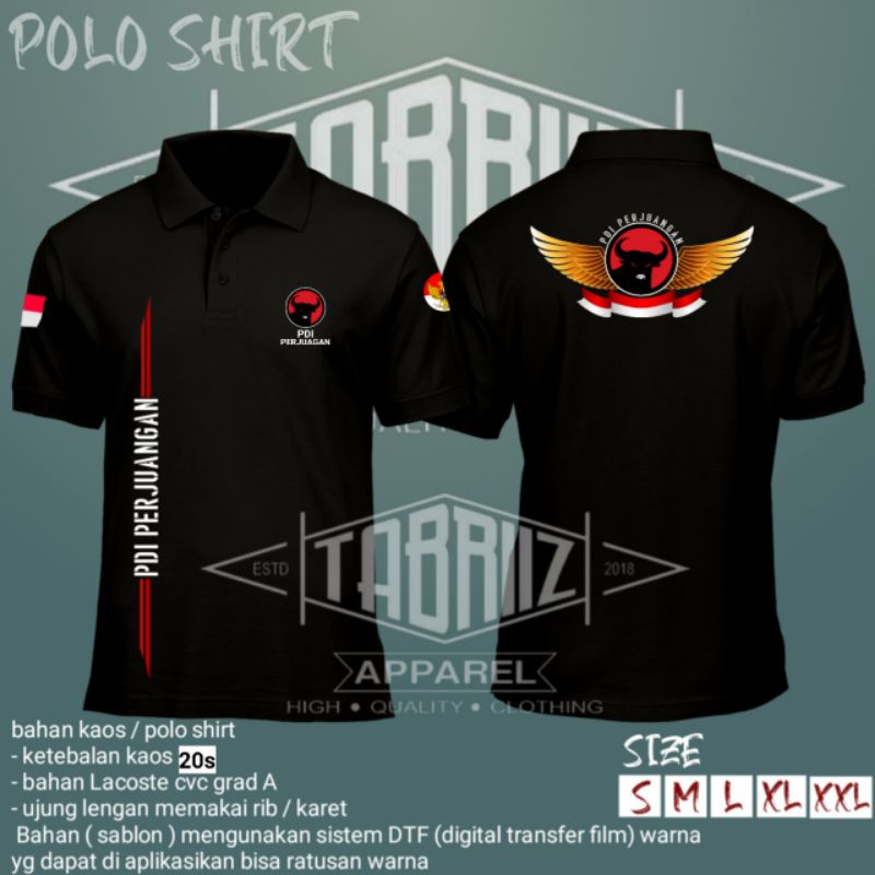 t-shirt Kaos kerah PARTAI PDI PERJUANGAN / KAOS PDI PERJUANGAN / BAJU PDI PERJUANGAN LENGAN PENDEK
