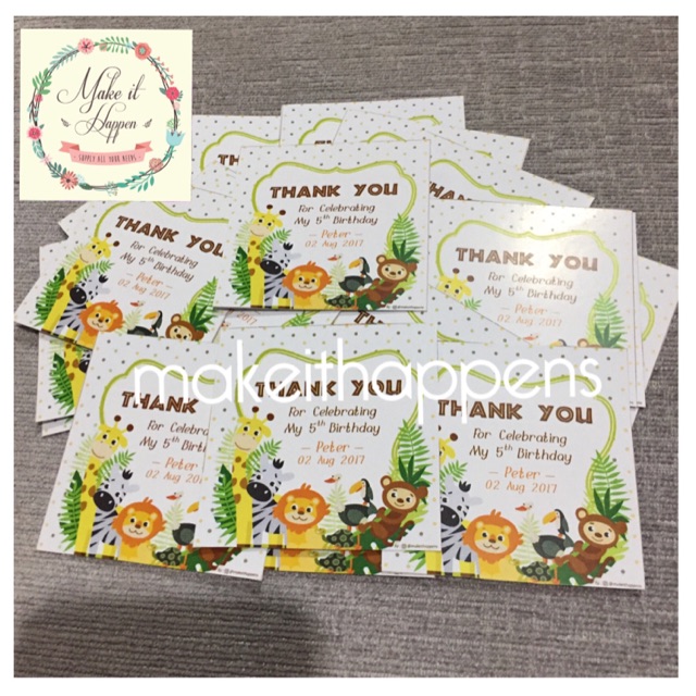 

Thank you card tema zoo animal