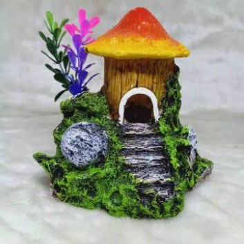 MAINAN HIASAN AQUARIUM FIBER RUMAH KAYU