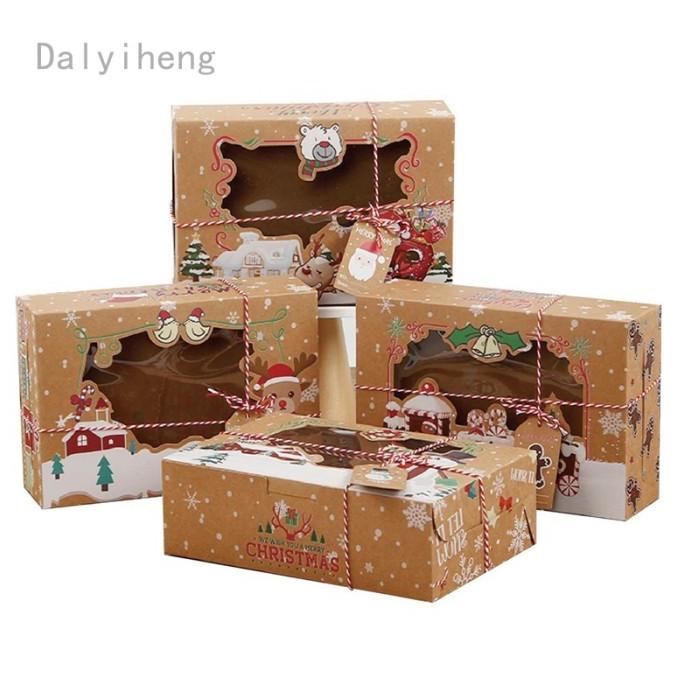 

4/8/12PCS CHRISTMAS COOKIE BOXES BAKERY GIFT BOXES KRAFT PAPER BOX DGFXG6563