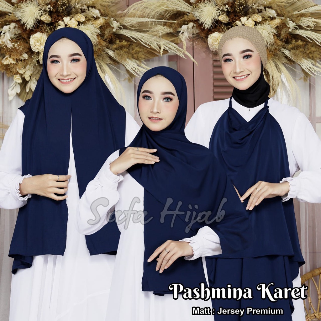 Pashmina Instan Karet Jersey Premium Hijab Instan Jersey Tali Karet Kerudung Pashmina Karet Safa Hijab