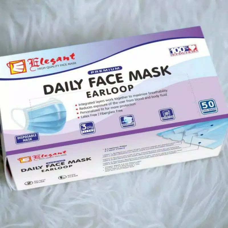 Daily Face Mask Elegant Earloop 3 Lapis (ada Kemenkes)