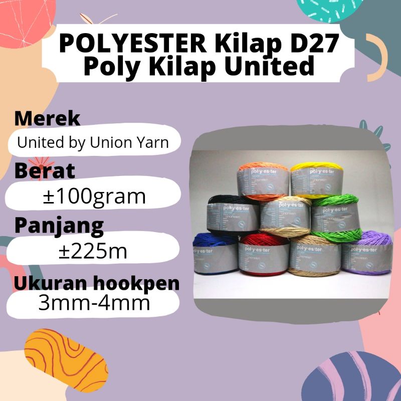 Benang Rajut Benang Polyester Poly Kilap D27 Murah Union Yarn United by Yarn