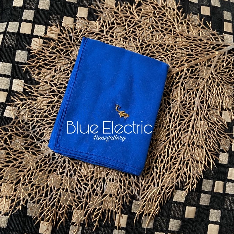 Part 1 Mylady Hijab Plain Voal Ultrafine by Myladyhijab dark mustard silver broken white optic white-BLUE ELECTRIC