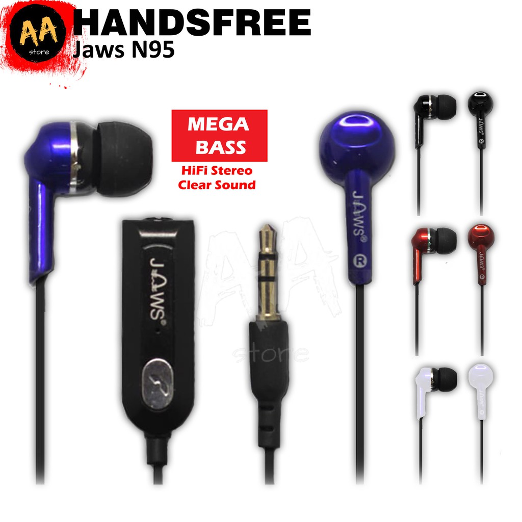 Handsfree/Headset/Earphone Super Mega Bass Jaws N95 Samsung Oppo Vivo Realme Universal Jack 3.5 mm