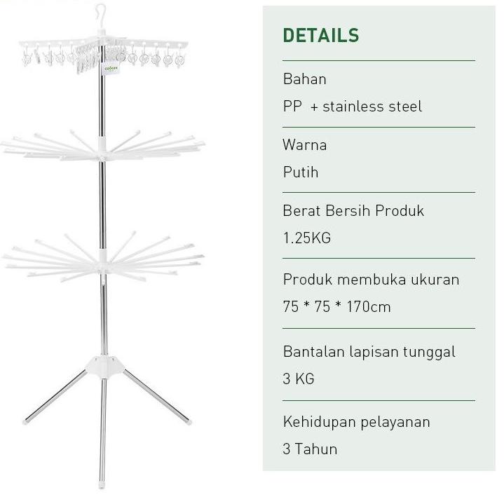SALEE.. Suplier_Rak Jemuran 24 Klip Jemuran Handuk Baju Bayi Celana Dalam Stainless Steel 1 dan 2 Ti