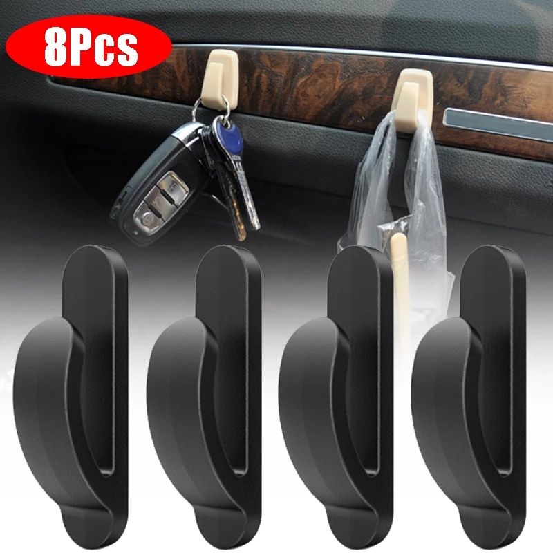 8pcs / Set Kait Holder Mini Dengan Perekat Tahan Lama Untuk Interior Mobil