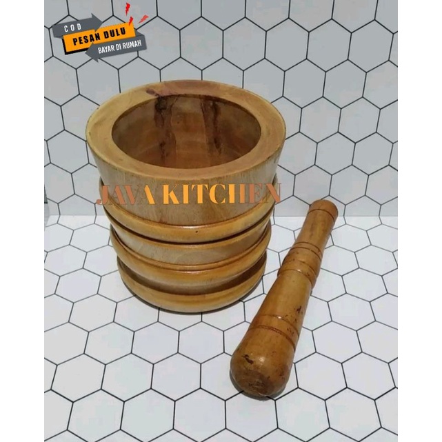 Lumpang kayu alat penumbuk 1 set lumpang kayu
