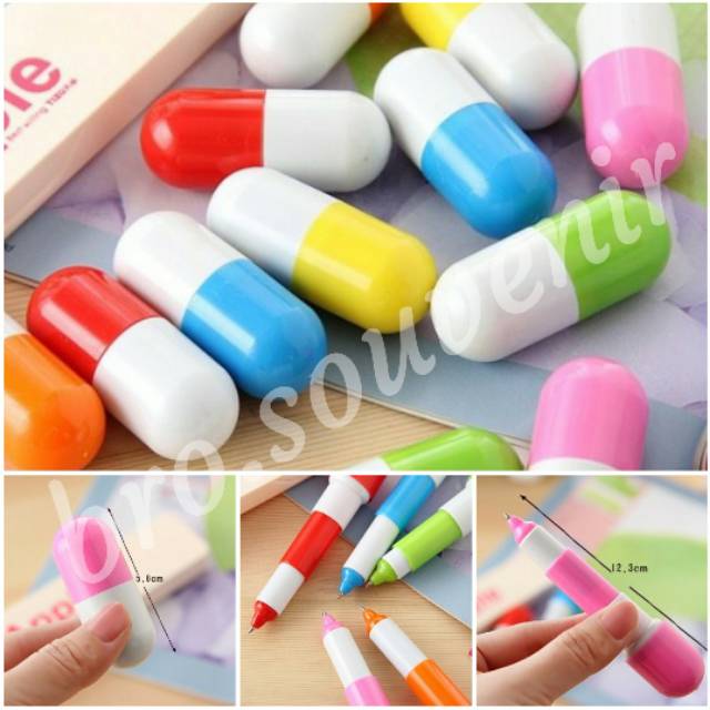 

(ISI 100) BRO Souvenir Pulpen kapsul kw pelangi unik lucu imut Plastik