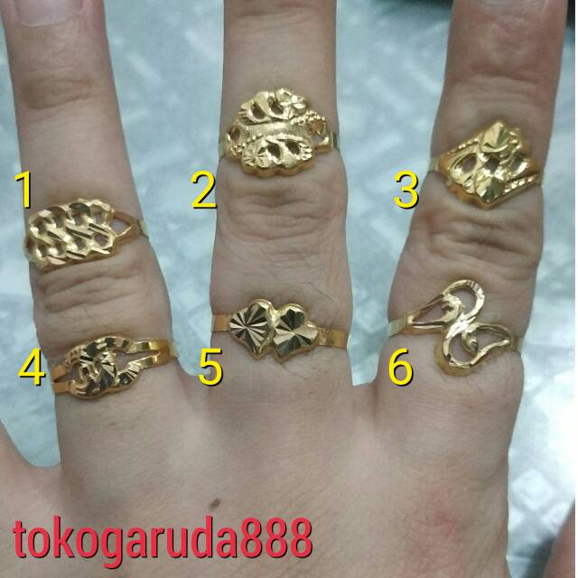 Cincin anak dan dewasa emas asli kadar 700 70% 16k 22 surabaya kerawang love hati rante