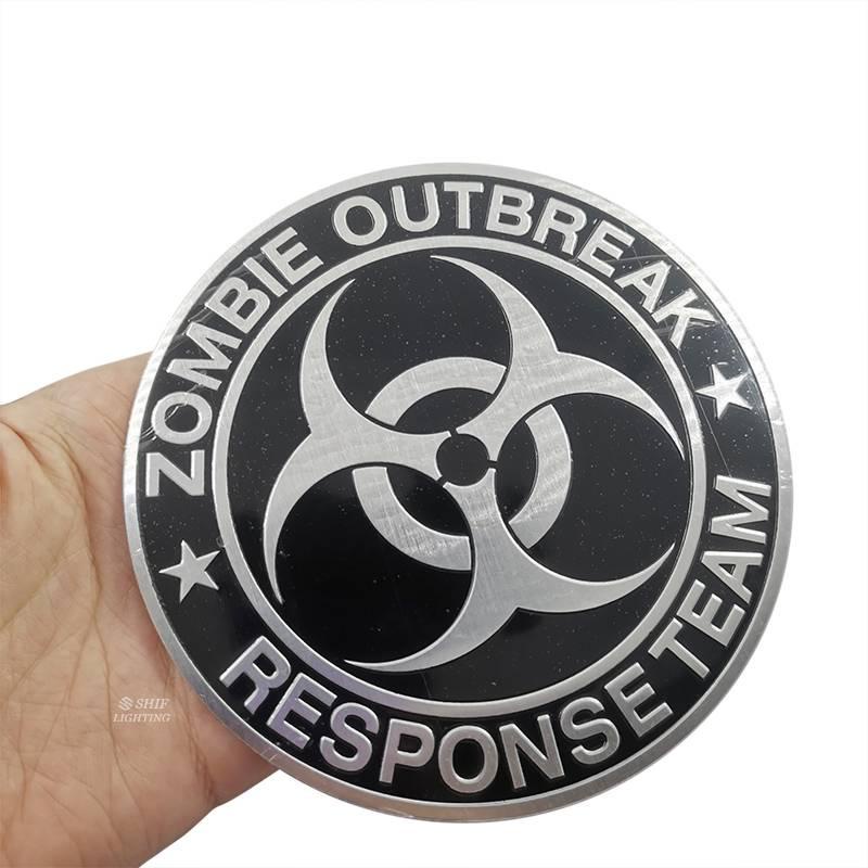 1pc Stiker Emblem Logo Resident Evil Zombie Outbreak Biohazard Bahan Aluminum Untuk Mobilmotor