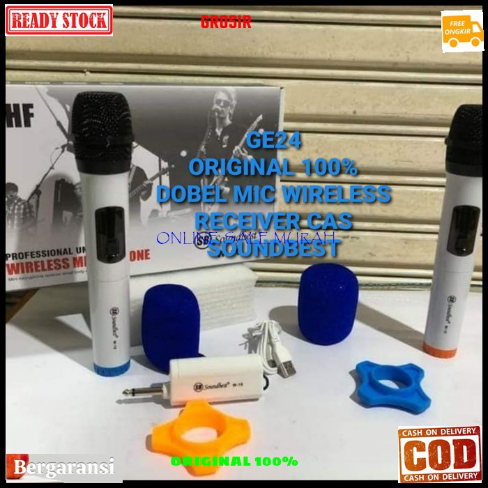 G24 Soundbest dobel mic wireless receiver cas original 100% casan mik microphone mikrophone wireles pro audio sound sistem vokal vocal karaoke profesional panggung asli ori  BISA SEGALA JENIS AUDIO SOUND RECEIVER PAKE BATERAI CAS 18650 BONUS BUSA MIC DAN