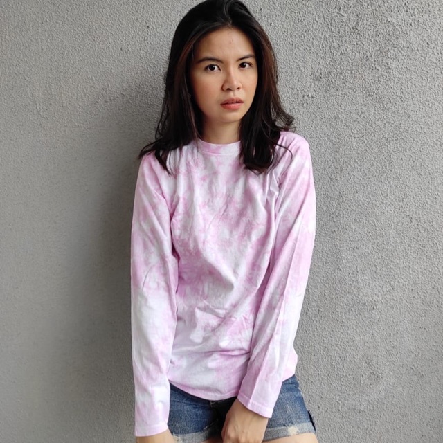  Kaos  Tie  Dye  Lengan Panjang Soft Pink Cloudy Shopee 