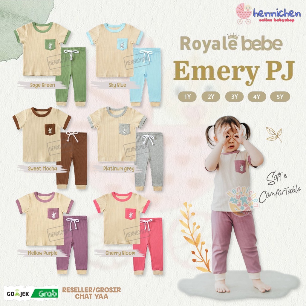 ROYALE BEBE EMERY PAJAMAS SETELAN PIYAMA ANAK 1-5 TAHUN