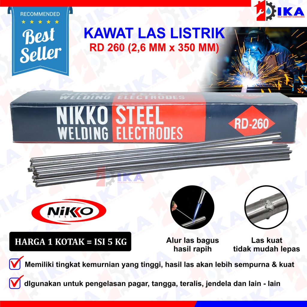 KAWAT LAS Listrik NIKKO Steel RD 260 2.6MM X 350 Mm 5 kilo