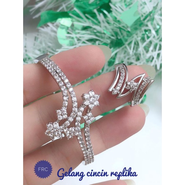 [Replika berlian] Set mewah gelang cincin silver replika berlian putih emas silver 120721