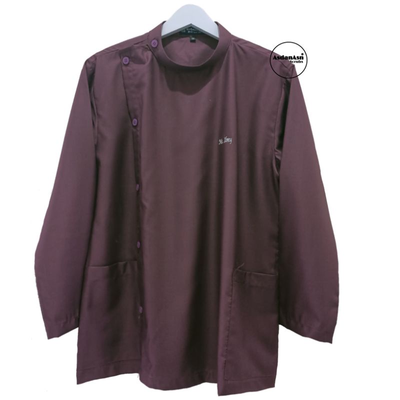 [Kerah kancing samping] Baju jaga dokter, Baju jaga perawat, SCRUBS,  BAJU OKA CUSTOM [model kancing bahu]
