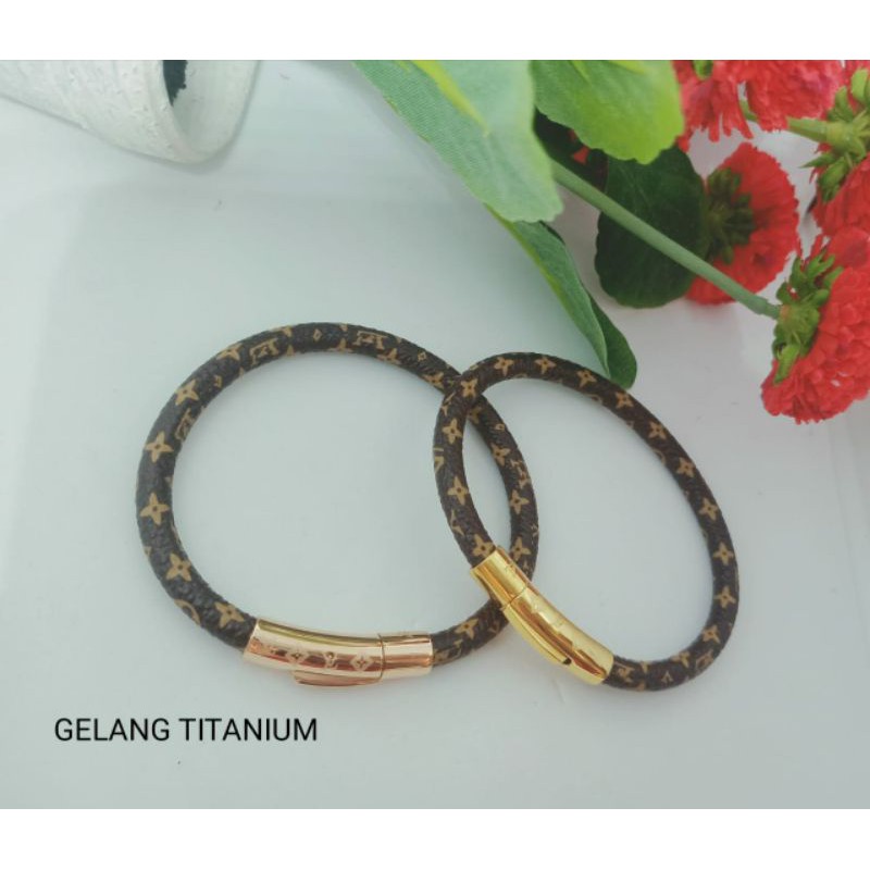 Fourfashion Gelang Tali Kulit Pandora Titanium Asli anti alergi dan karat