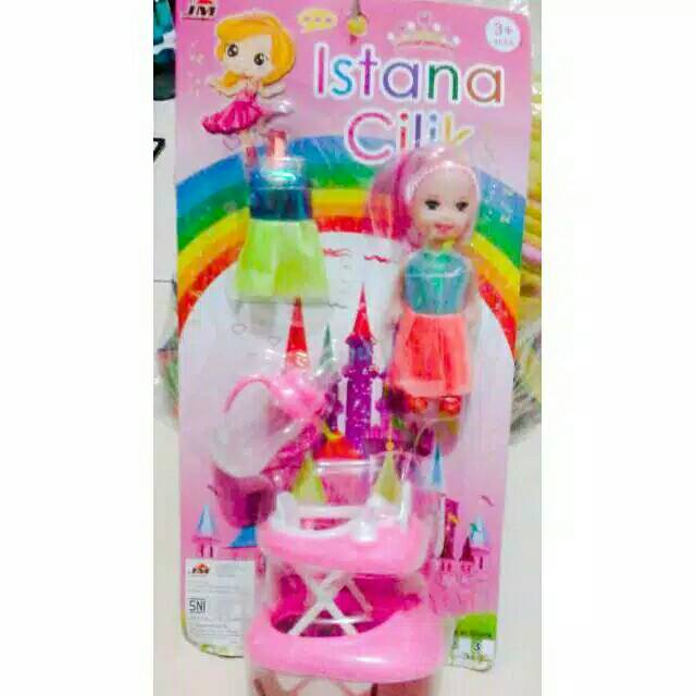 Mainan Boneka Cilik dengan Stroller istana Cilik baby Walker Kelly