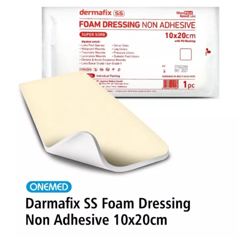 DERMAFIX SS FOAM DRESSING UKURAN 10X10CM NON ADHESIVE ONEMED PER PCS PLESTER LUKA