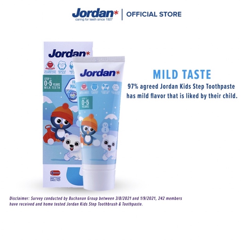 Jordan Kids Toothpaste Step 1 Step 2 / Odol Bayi / Pasta Gigi Anak