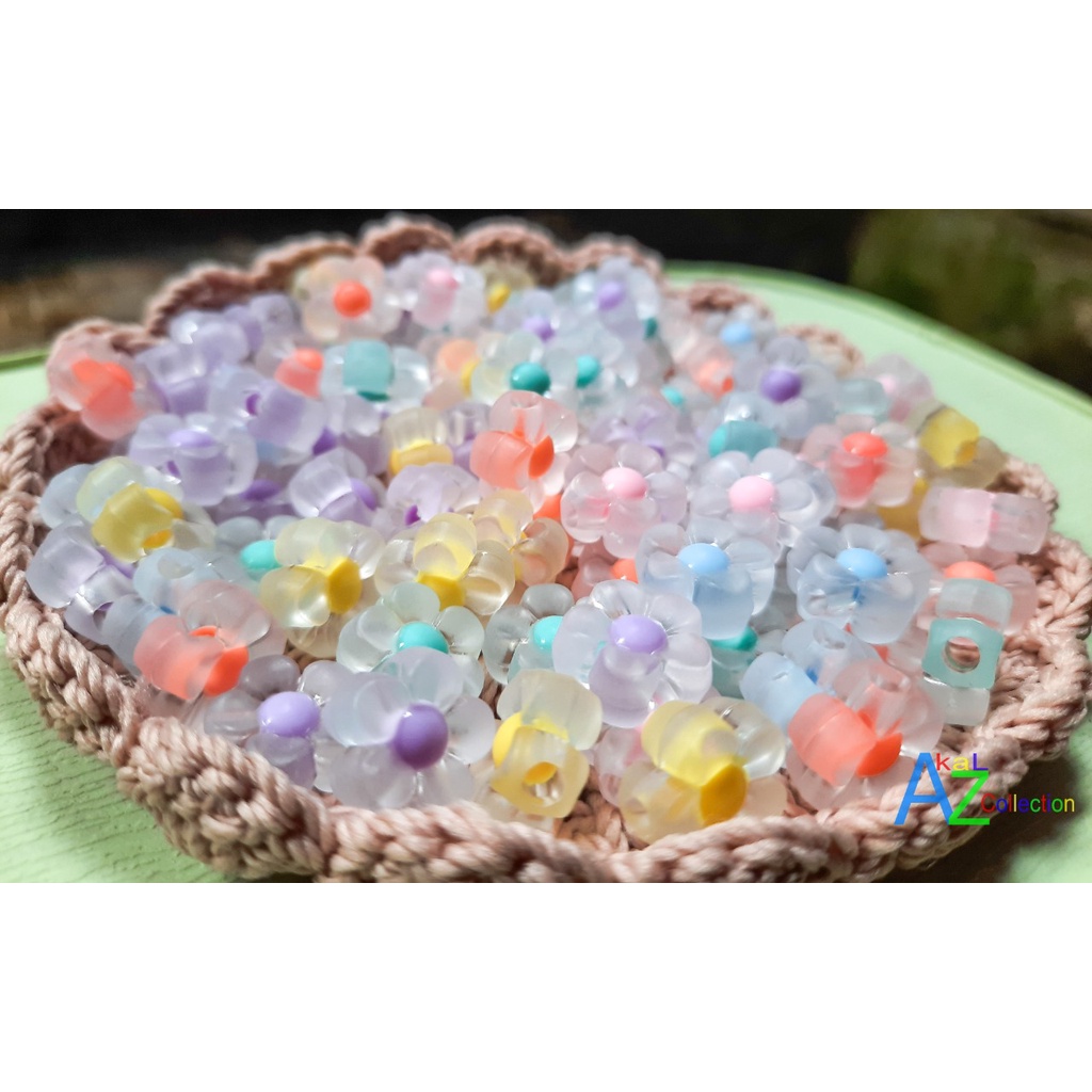 Manik Manik Frosted Mote Ice Bintang Bunga Love Manik Candy Lucu Import
