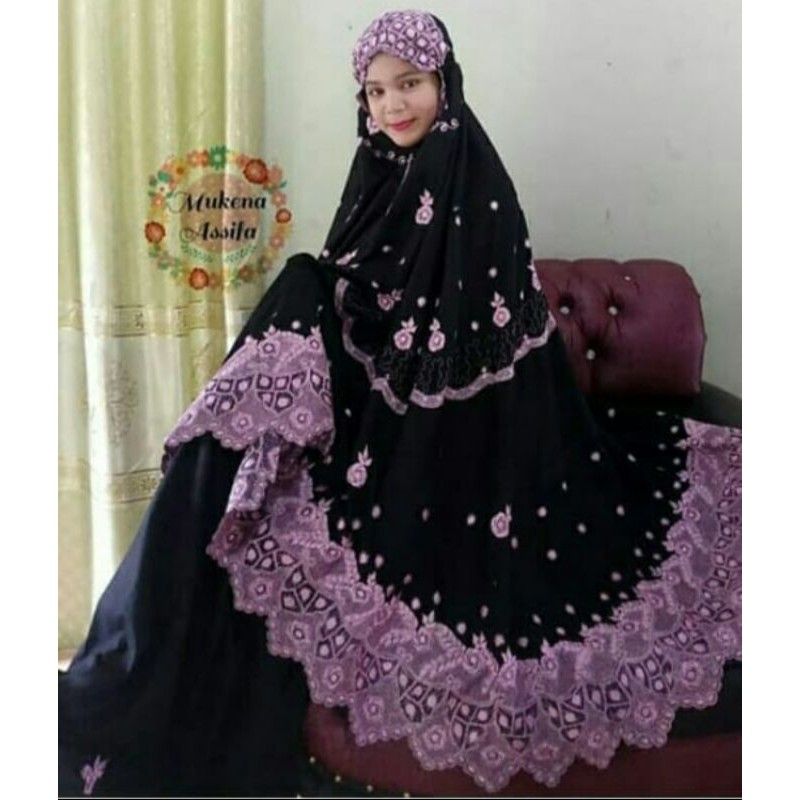 MUKENA HITAM BORDIR KELILING MUKENA BORDIR PADANG BUKITTINGGI