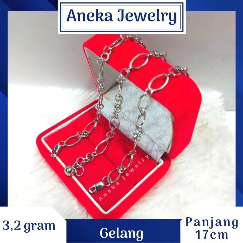 Gelang Holo 3 in 1, Perak 925, Sepuh Emas Putih