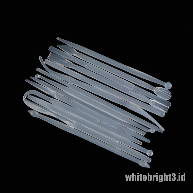 ❤White3 Warna Putih❤ 14pcs Alat Ukir Tanah Liat / Lilin / Polymer Bahan Plastik