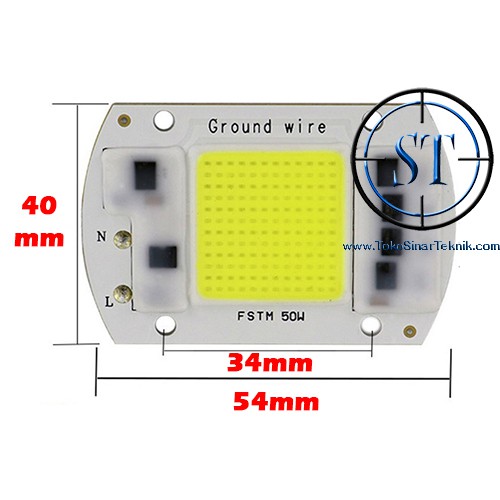 LED COB High Power Led Putih WHITE 50W Langsung  Input 220V AC Lampu Sorot Lapangan Tembak