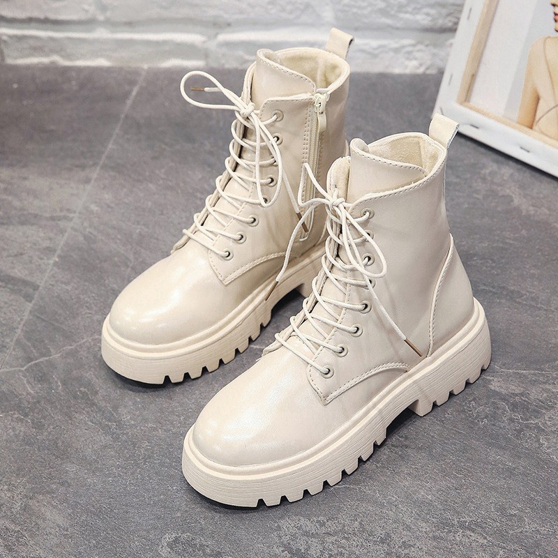 SBCB seaptu boots wanita white beige high ankle import martin boot