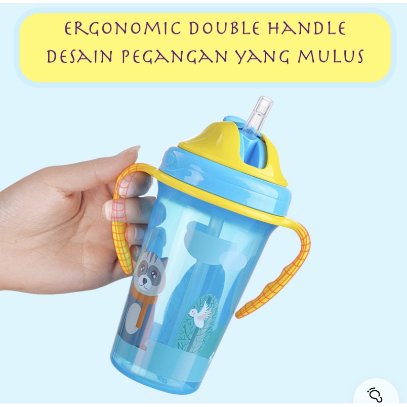 BOTOL MINUM AIR BAYI ANTI BOCOR LUCU MOTIF KARTUN