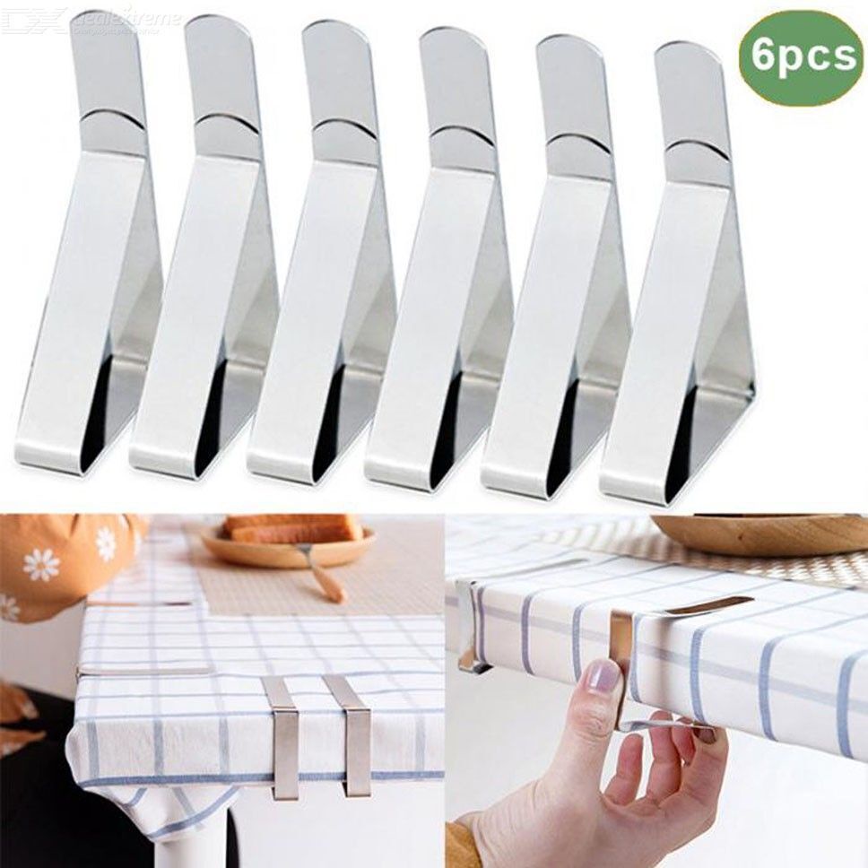 6pcs Klip Holder Taplak Meja Bahan stainless steel anti Slip