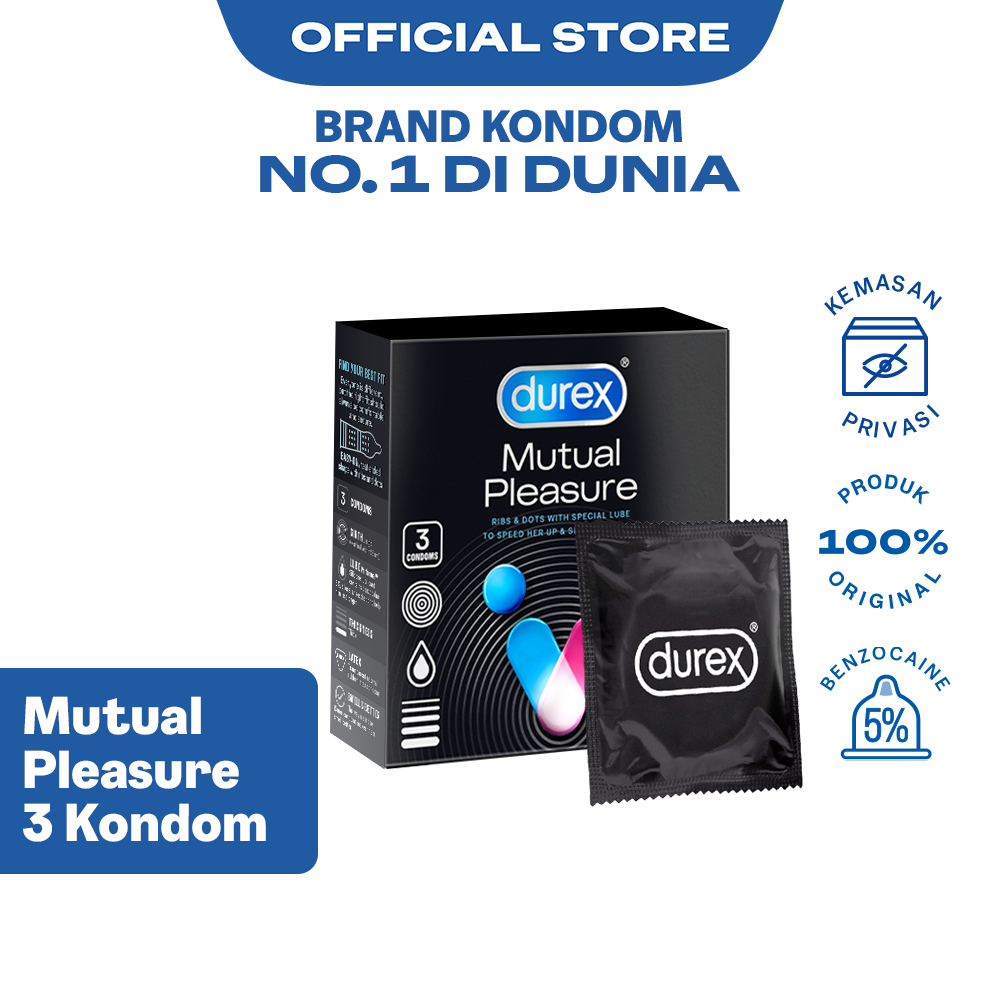 Durex Mutual Pleasure Kondom Gerigi Kondom Pria Tahan Lama 3s - Condom with Benzocaine