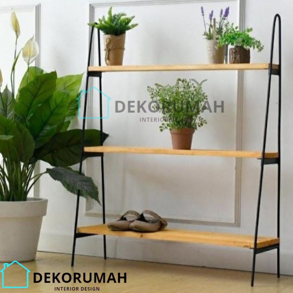 Rak bunga Susun Rak besi Standing pot Rak serbaguna FREE KACA MAKE UP/TAS