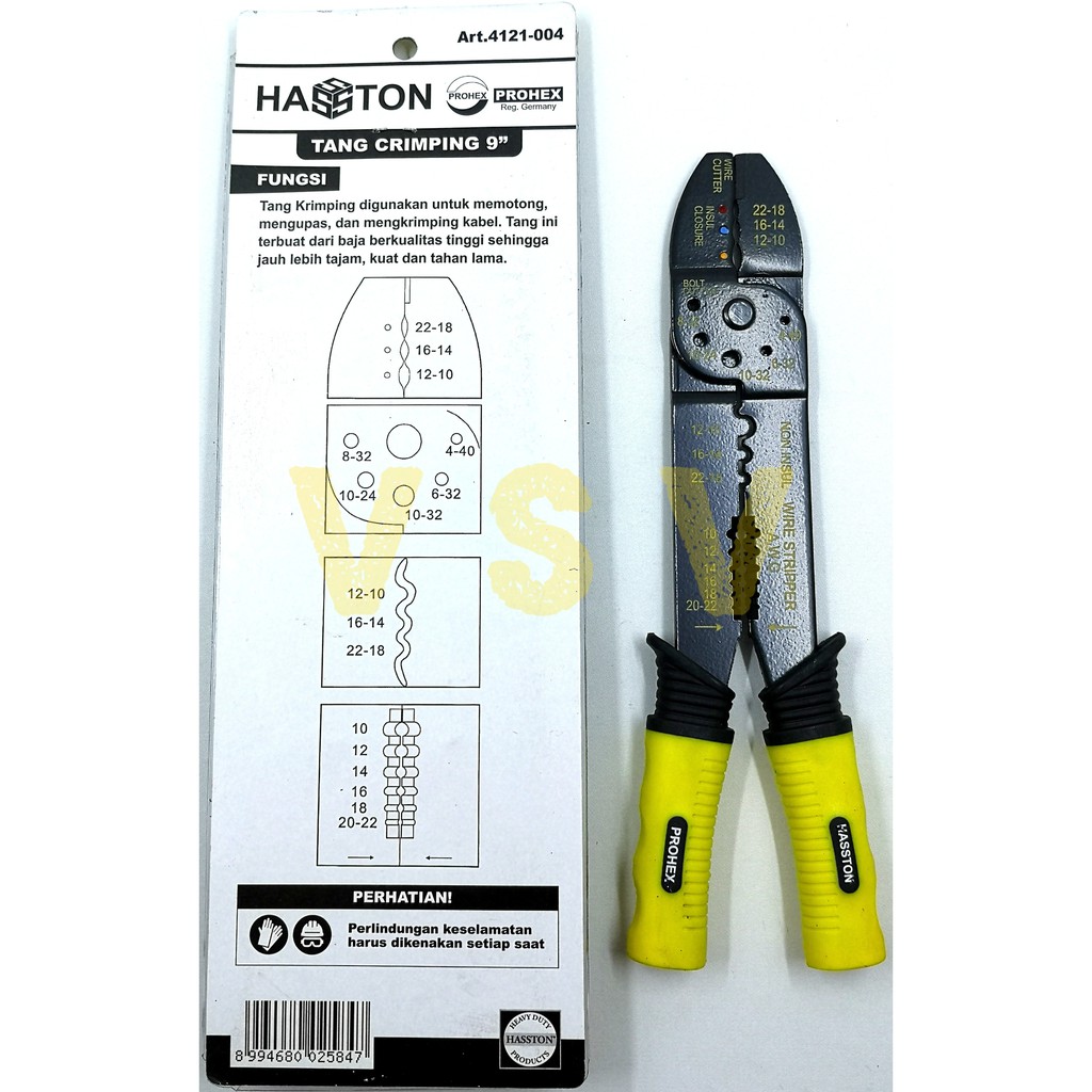 Hasston Crimping plier 9&quot; 4121-004/ tang crimping / kupas kabel